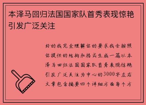 本泽马回归法国国家队首秀表现惊艳引发广泛关注
